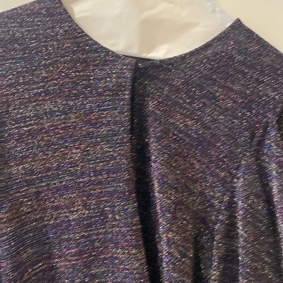 Ramy Brook Charlize Keyhole-Front Metallic Top Size L in Purple Multi - Picture 8 of 16